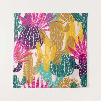 Tapiz Ilustracion Cactus Vintage sin soldadura.