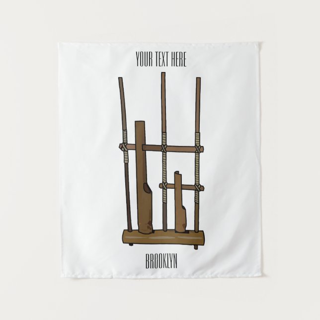 Tapiz Ilustracion de Angklung personalizado (Anverso)