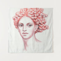 Ilustracion de cabeza de cabeza de mujer pelirroja