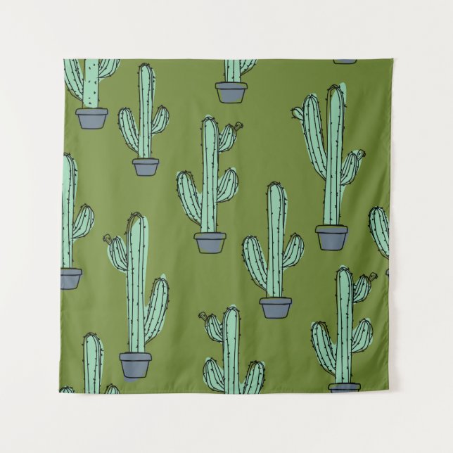 Tapiz Ilustración de cactus en maceta (Anverso)