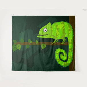 Tapiz Ilustración de camaleón verde lindo Reptil tropica