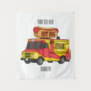 Tapiz Ilustracion de camión de comida para perros calien