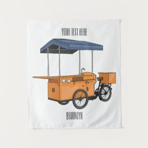 Tapiz Ilustracion de carrito de comida para bicicletas p