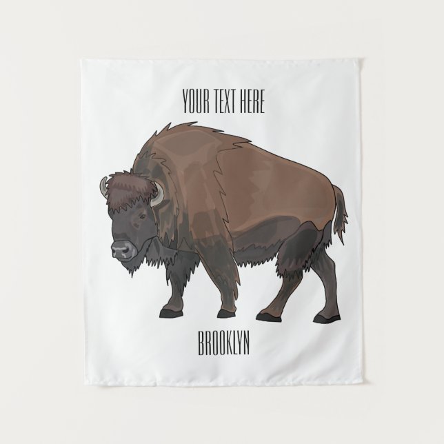 Tapiz Ilustración de dibujos animados de bisonte (Anverso)
