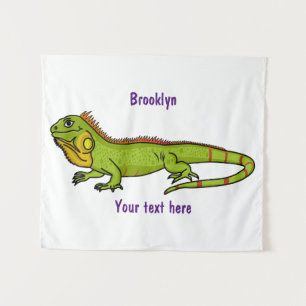 Tapiz Ilustración de dibujos animados de iguana verde fe