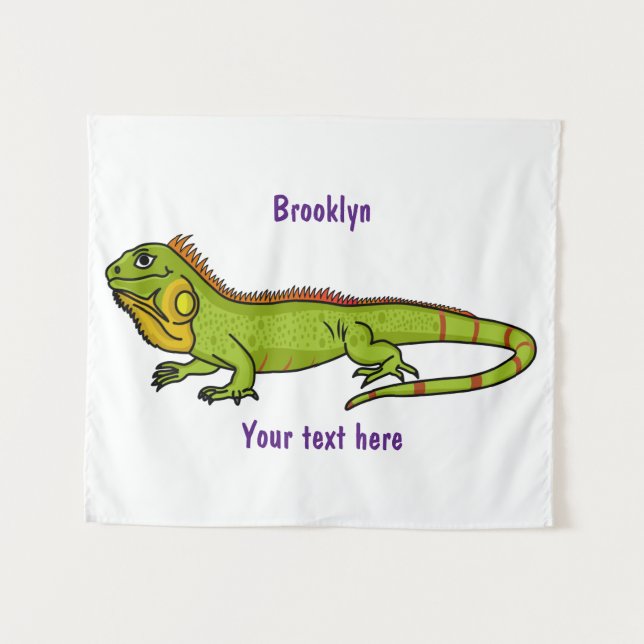Tapiz Ilustración de dibujos animados de iguana verde fe (Anverso (horizontal))