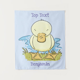 Tapiz Ilustración de dibujos animados de patito bebé ama
