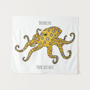 Tapiz Ilustración de dibujos animados de pulpo de anillo