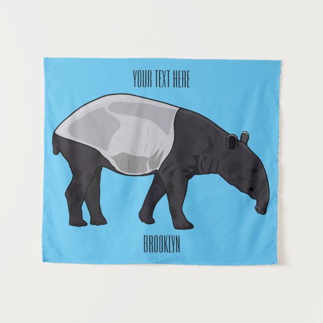 Tapiz ilustración de dibujos animados de tapir (Anverso (horizontal))