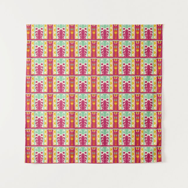 Tapiz Ilustracion de diseño textil tradicional indio (Anverso)