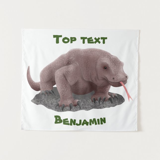 Tapiz Ilustracion de dragón de Komodo (Anverso (horizontal))