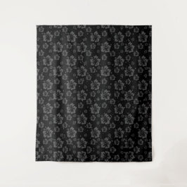 Tapiz Ilustracion de flores negras sobre fondo negro