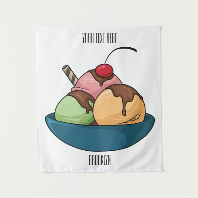 Tapiz Ilustracion de helado personalizado (Anverso)