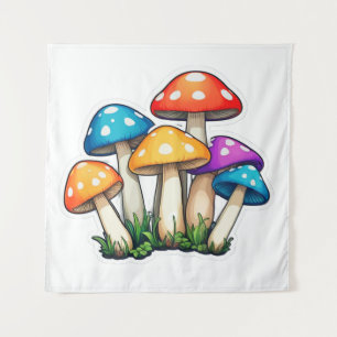 Tapiz Ilustracion de hongos transparente y transparente