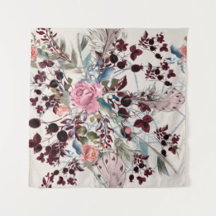 Tapiz Ilustracion de moda bo-ho con flores subió y p