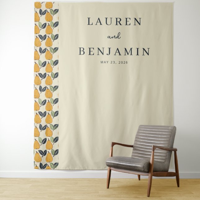 Tapiz Ilustración de pera beige elegante (In situ)