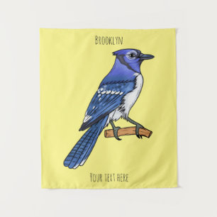 Tapiz Ilustracion de personalizado de ave azul jay