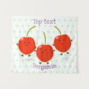 Tapiz Ilustracion de personalizado de cerezas rojas de s