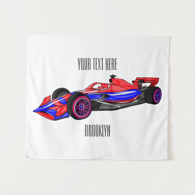 Tapiz Ilustracion de personalizado de coches de carreras (Anverso (horizontal))
