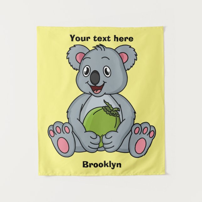 Tapiz Ilustracion de personalizado de coco y koala cuta (Anverso)