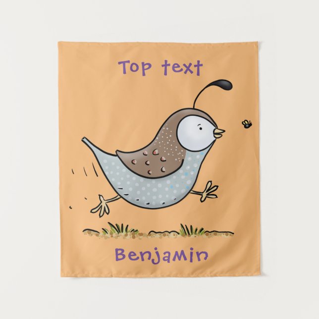 Tapiz Ilustracion de personalizado de codorniz de califo (Anverso)