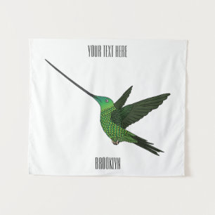 Tapiz Ilustracion de personalizado de colibrí con moto d