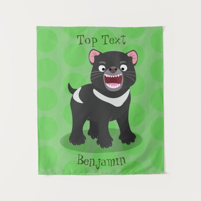 Tapiz Ilustracion de personalizado de demonio de Tasmani (Anverso)