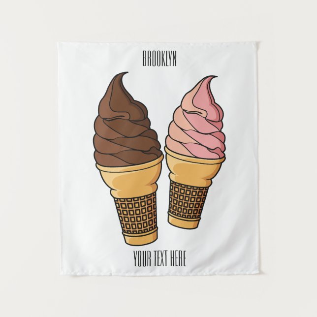 Tapiz Ilustracion de personalizado de helado de cono (Anverso)