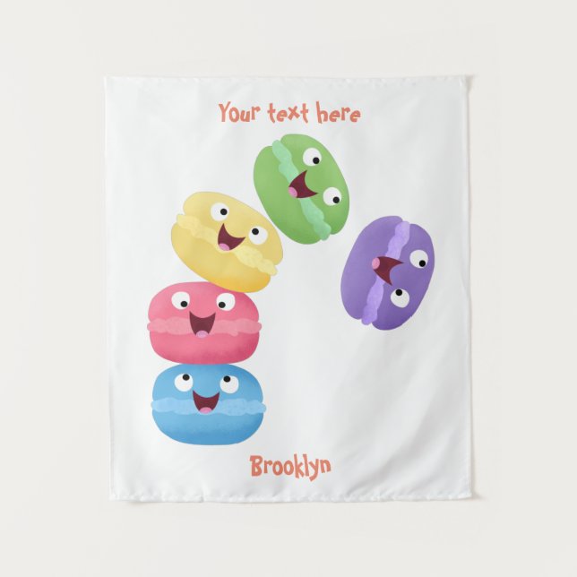 Tapiz Ilustracion de personalizado de macarons graciosos (Anverso)