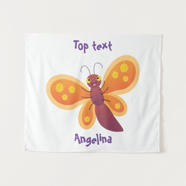 Tapiz Ilustracion de personalizado de mariposa naranja f (Anverso (horizontal))