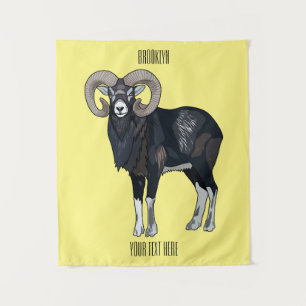 Tapiz Ilustracion de personalizado de ovino Mouflon