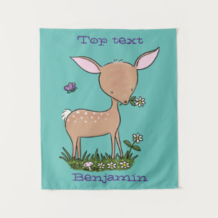 Tapiz Ilustracion de personalizado de venado lindo y fel