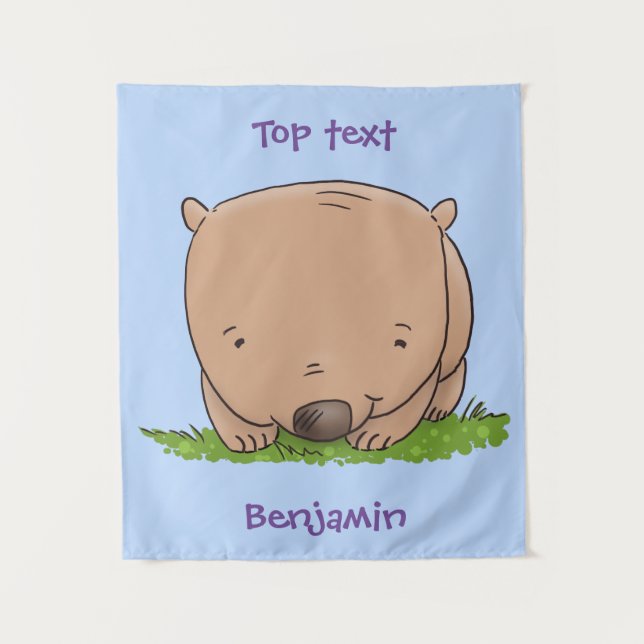 Tapiz Ilustracion de personalizado de wombat para bebé l (Anverso)