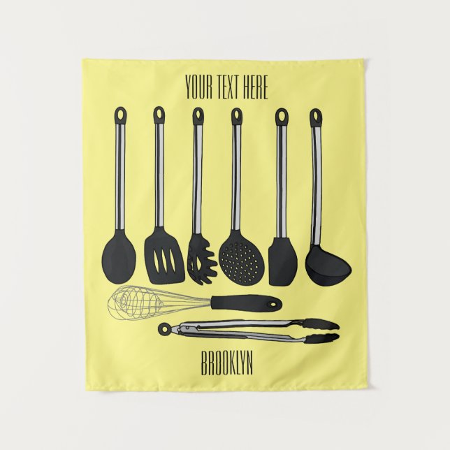 Tapiz Ilustracion de personalizados utensiales de cocina (Anverso)
