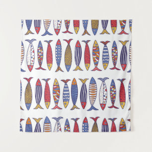 Tapiz Ilustracion De Pescado Cuto: Niños De Fondo Sin Pe