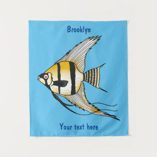 Tapiz Ilustración de pez ángel rayado de dibujos animado