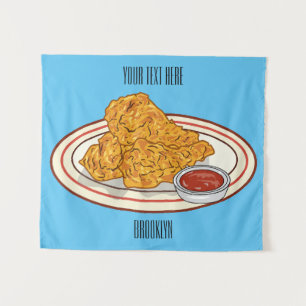 Tapiz Ilustracion de pollo frito personalizado