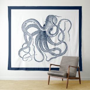 Tapiz Ilustracion de pulpo azul