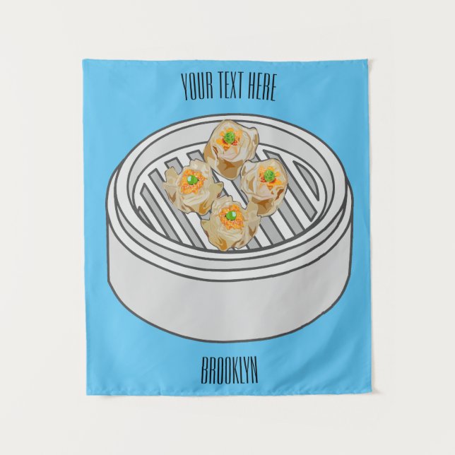 Tapiz Ilustracion de Shumai dim sum personalizado (Anverso)