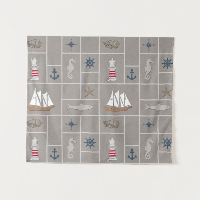 Tapiz Ilustracion de temática náutica (Anverso (horizontal))