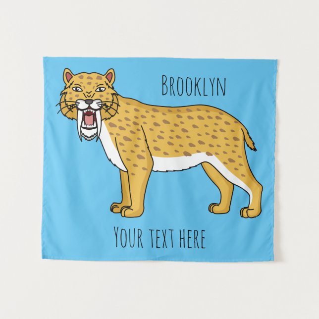 Tapiz Ilustracion de tigre con dientes de saber (Anverso (horizontal))