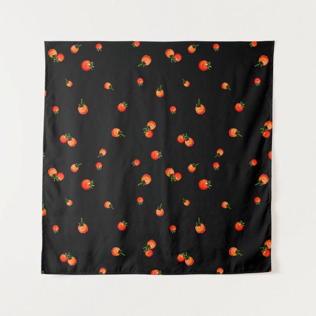 Tapiz Ilustracion de tomates cerezos. Acuarela sin incon (Anverso)