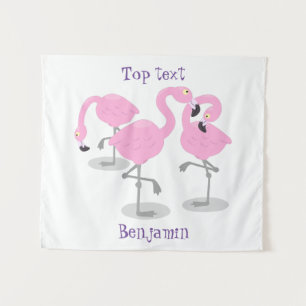 Tapiz Ilustracion de trío de flamingo rosado