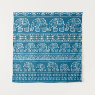 Tapiz Ilustracion del marco del elefante de vintage