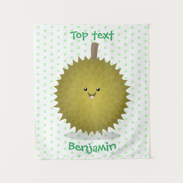 Tapiz Ilustracion feliz personalizado duriano (Anverso)