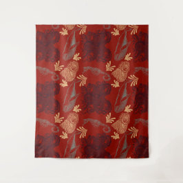 Tapiz Ilustracion Nautical Red Octopus Sea Monster