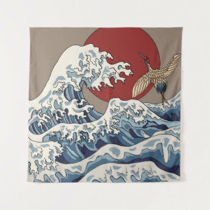 Tapiz Ilustracion ondulado japonés tradicional C