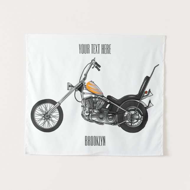 Tapiz Ilustracion personalizado Chopper Motorcycle 1950 (Anverso (horizontal))
