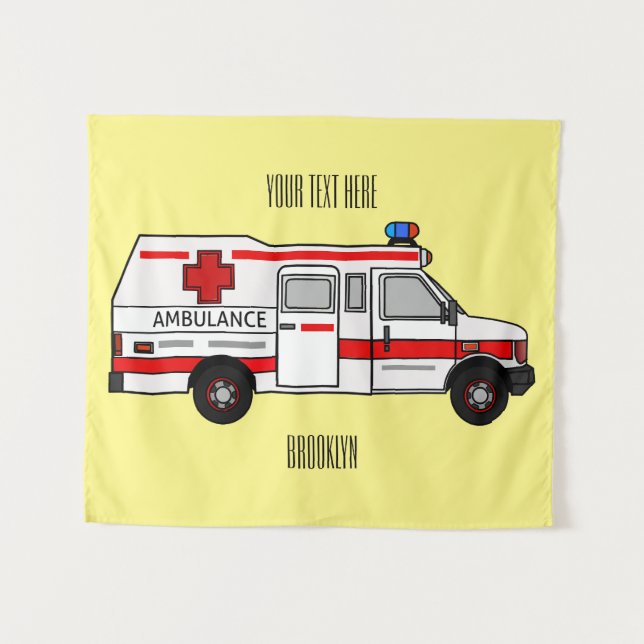 Tapiz Ilustracion personalizado de ambulancia (Anverso (horizontal))