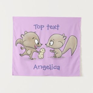 Tapiz Ilustracion personalizado de ardillas graciosas